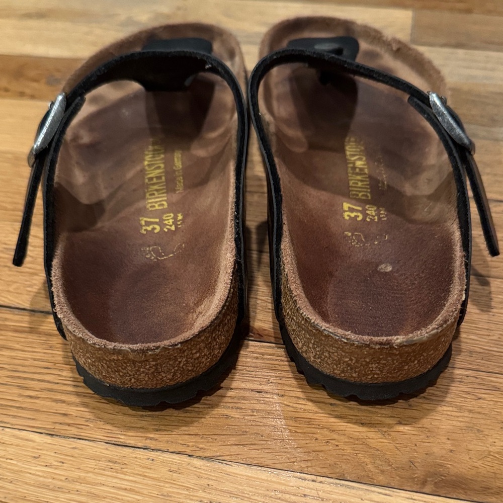 Birkenstock Black Leather Thong Sandals size 37 - Picture 3 of 6